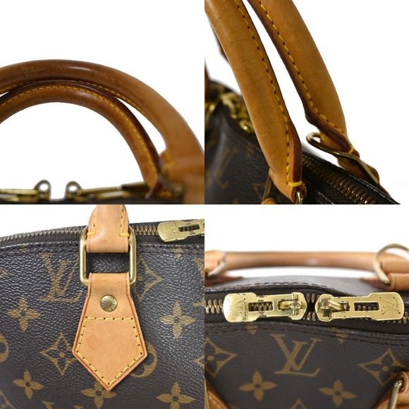LOUIS VUITTON LV Logo Alma Hand Bag Monogram Leather Brown France M51130 88BX884 - Picture 3 of 15